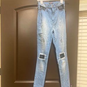 Fashion Nova ripped fishnet jeans